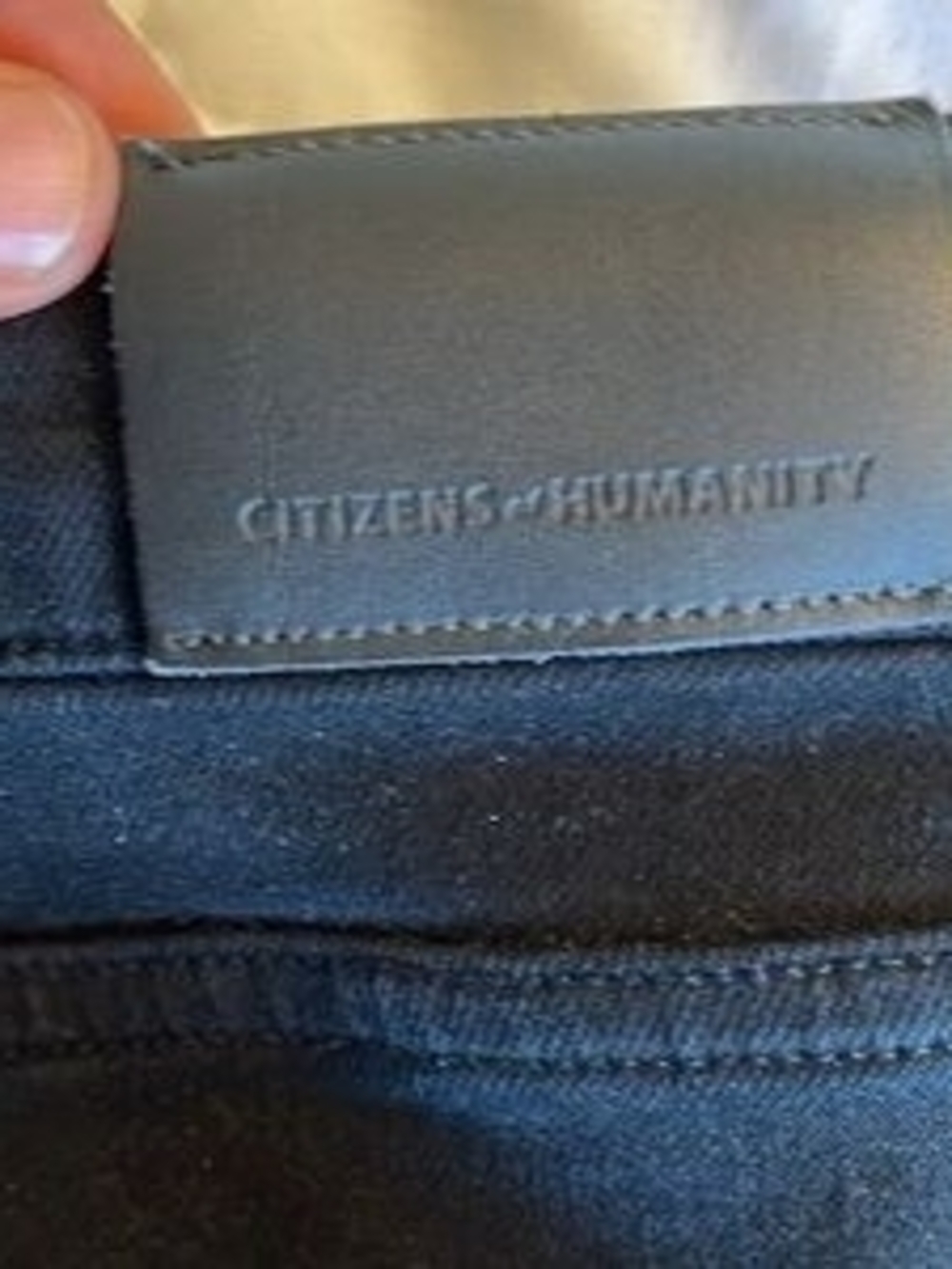 Citizens Of Humanity Black Denim Jeans with Leather Patch - Picture 3 of 11